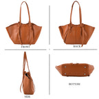 Leather Patterned Tote Bag (Size 52x10x25 cm) - Brown_8481782_4