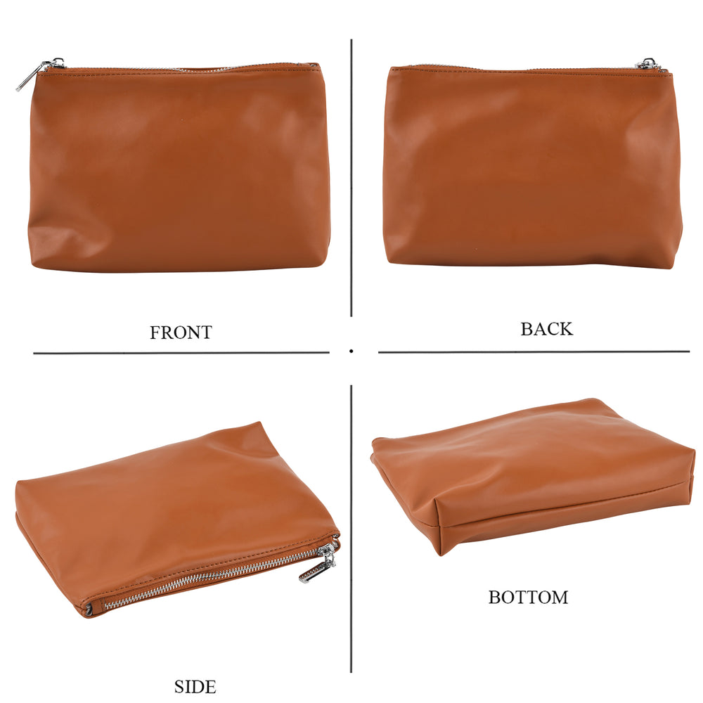 Leather Patterned Tote Bag (Size 52x10x25 cm) - Brown_8481782_6