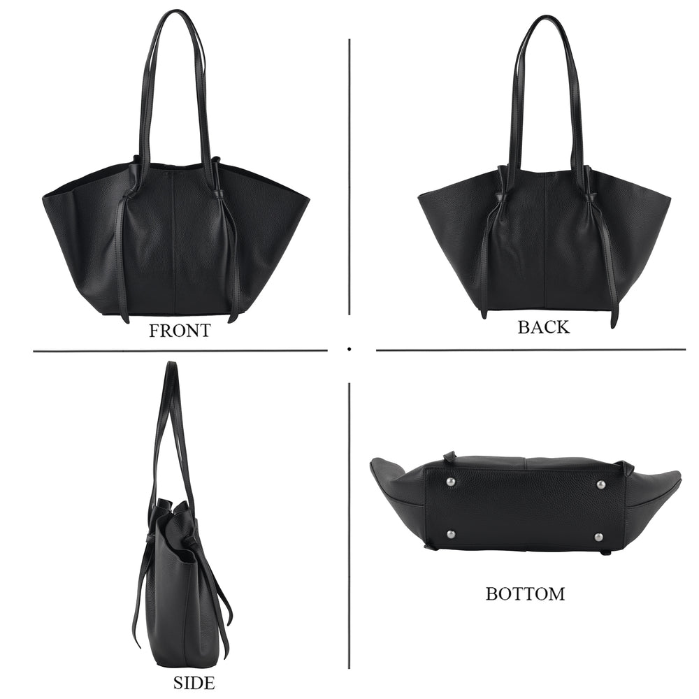 Leather Patterned Tote Bag (Size 52x10x25 cm) - Black_8481783_4