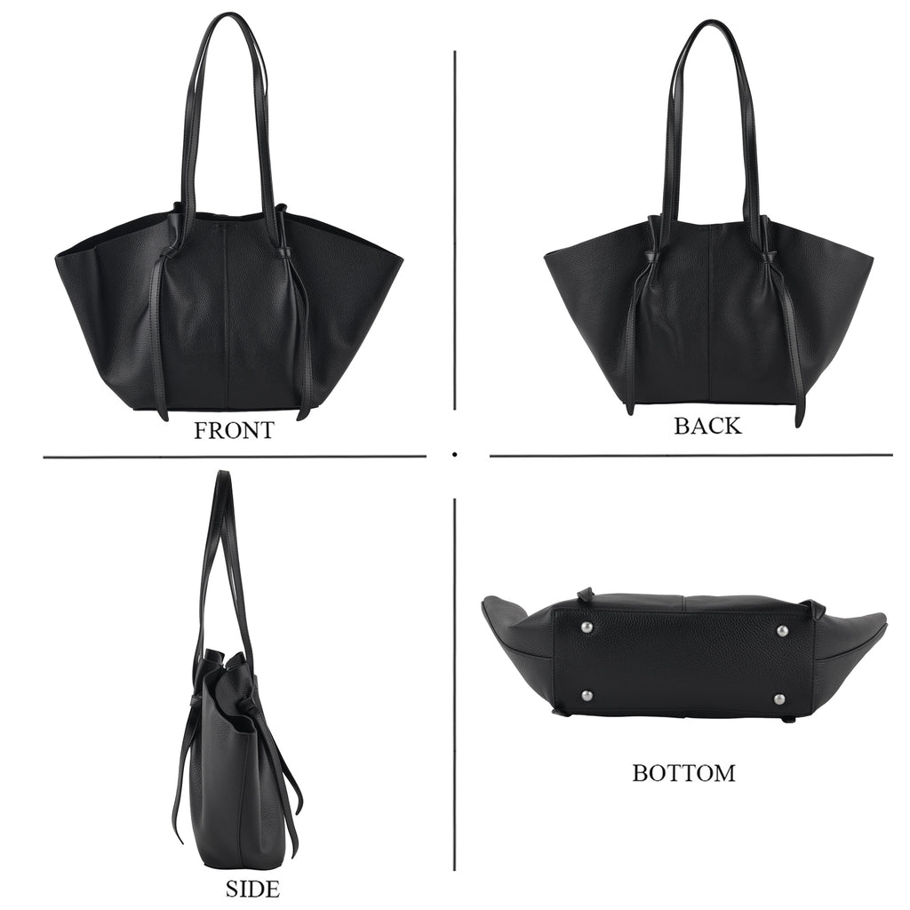 Leather Patterned Tote Bag (Size 52x10x25 cm) - Black_8481783_4