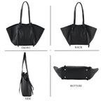 Leather Patterned Tote Bag (Size 52x10x25 cm) - Black_8481783_4