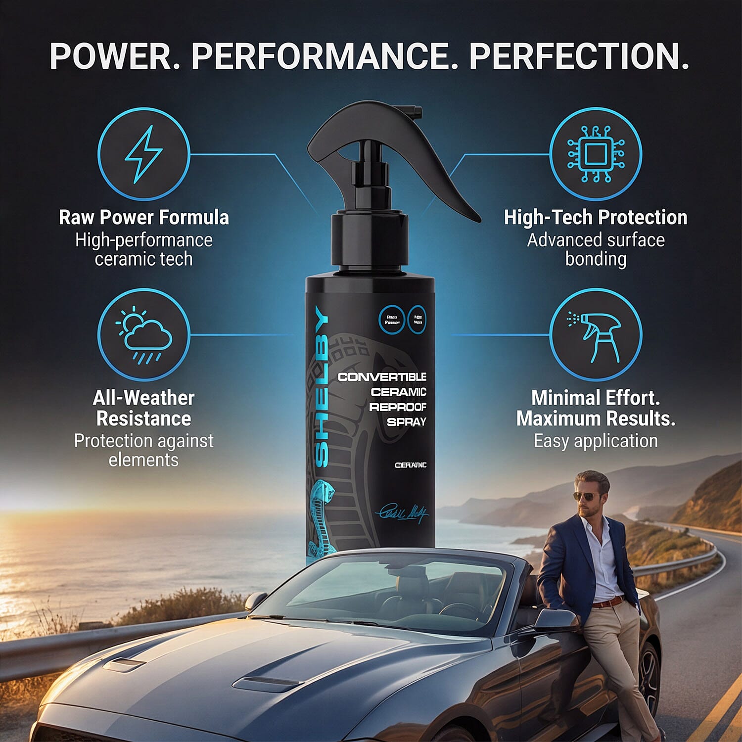 Shelby Convertible Ceramic Reproof Spray - Black - Blue