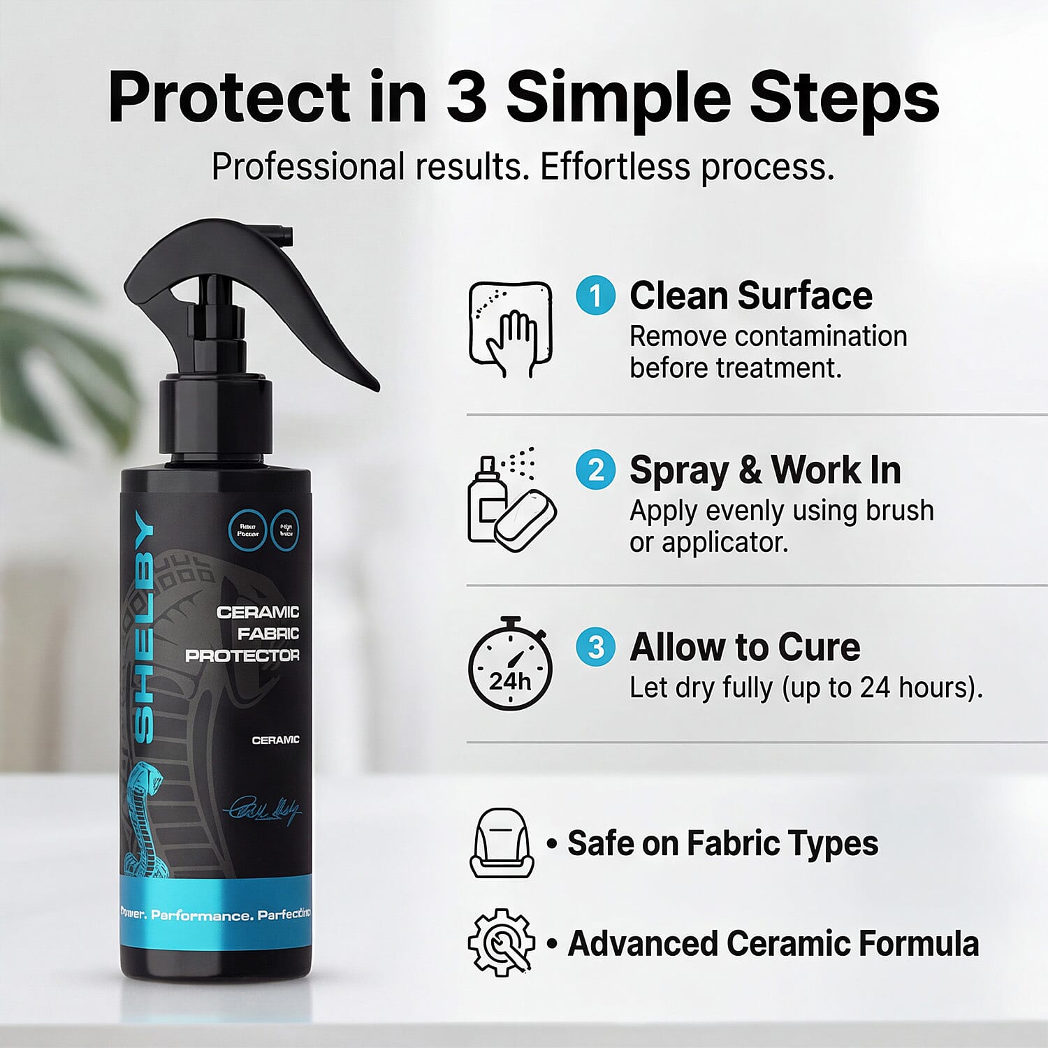 Shelby Ceramic Fabric Protector - Black - Blue