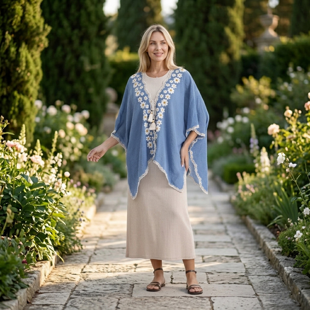 & Maisi Patterned Kimono (Size - One Size) - Blue & Black_8483644_1