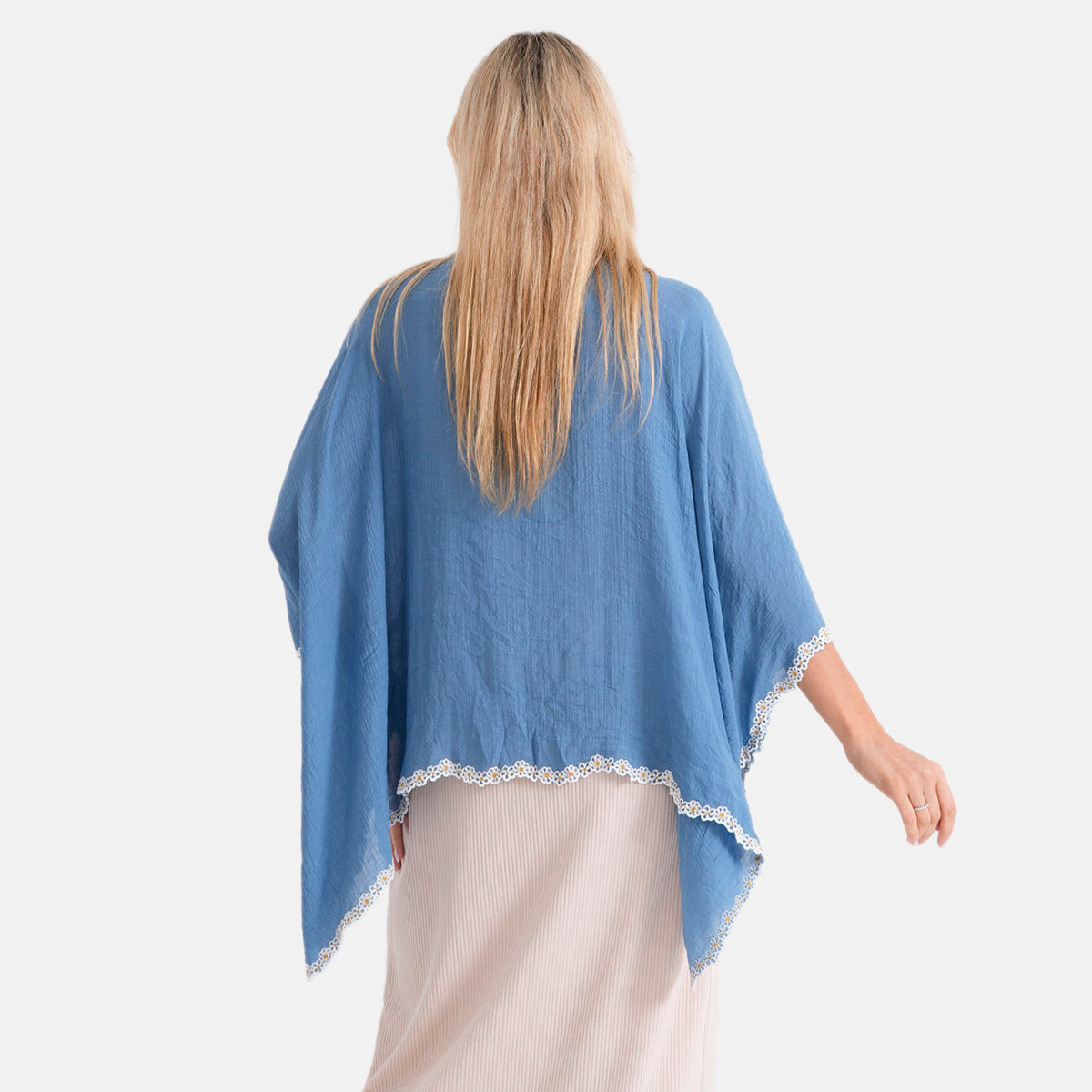 & Maisi Patterned Kimono (Size - One Size) - Blue & Black_8483644_2