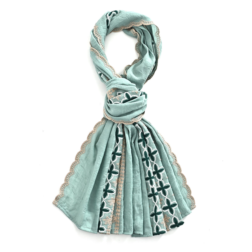 & Maisi Embroidery Scarf (65 x 178cm) - Mint Green_8484044
