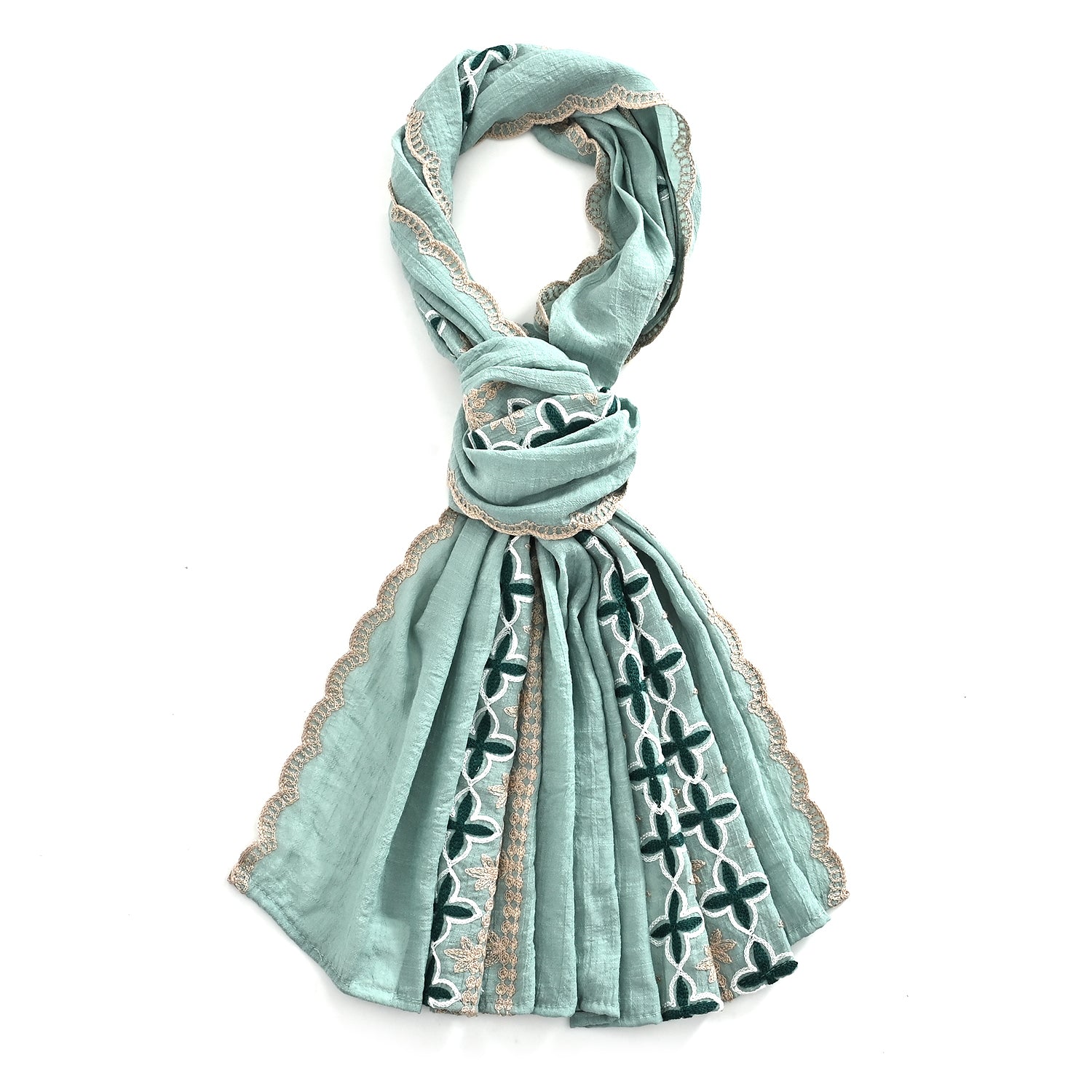 & Maisi Embroidery Scarf (65 x 178cm) - Mint Green_8484044