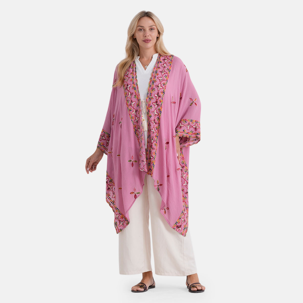 - Maisi Patterned Kimono (Size - One Size) - Red - Red