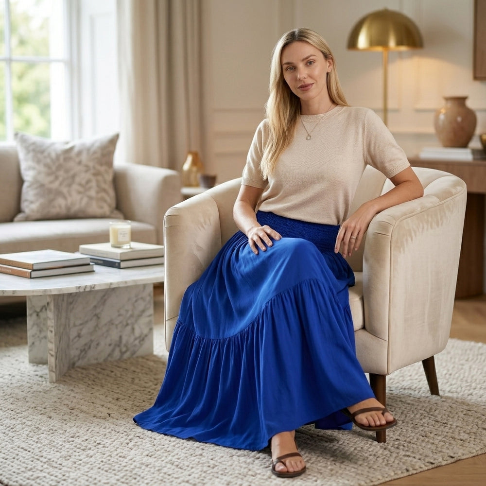 & Maisi Patterned Skirt (Size - One Size) - Blue_8486726_1