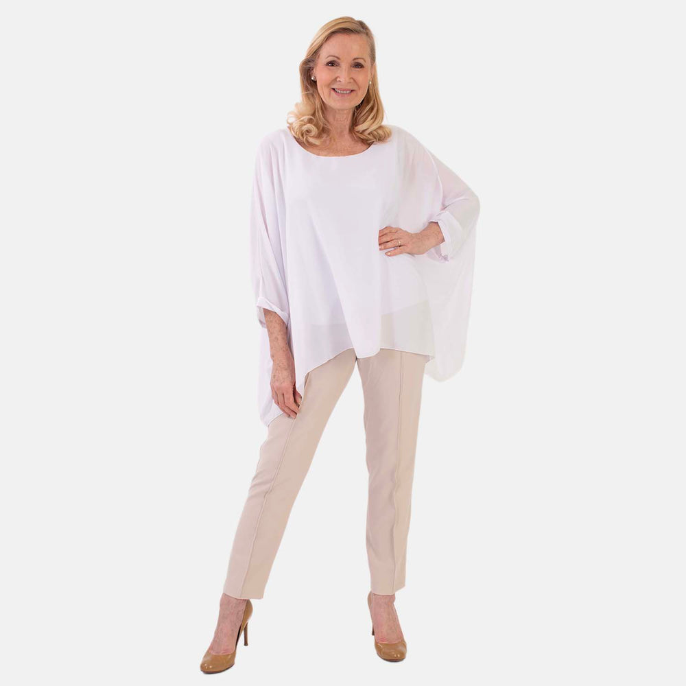 Pure And Nature Plain Batwing Floaty Top With Lining (One size) - White_8487246