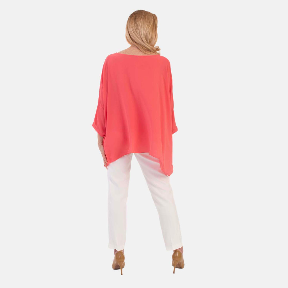 Pure And Nature Plain Batwing Floaty Top With Lining (One size) - Coral_8487247_1