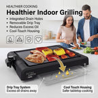 James Martin Table Top Health Grill with Flat Plate - Black