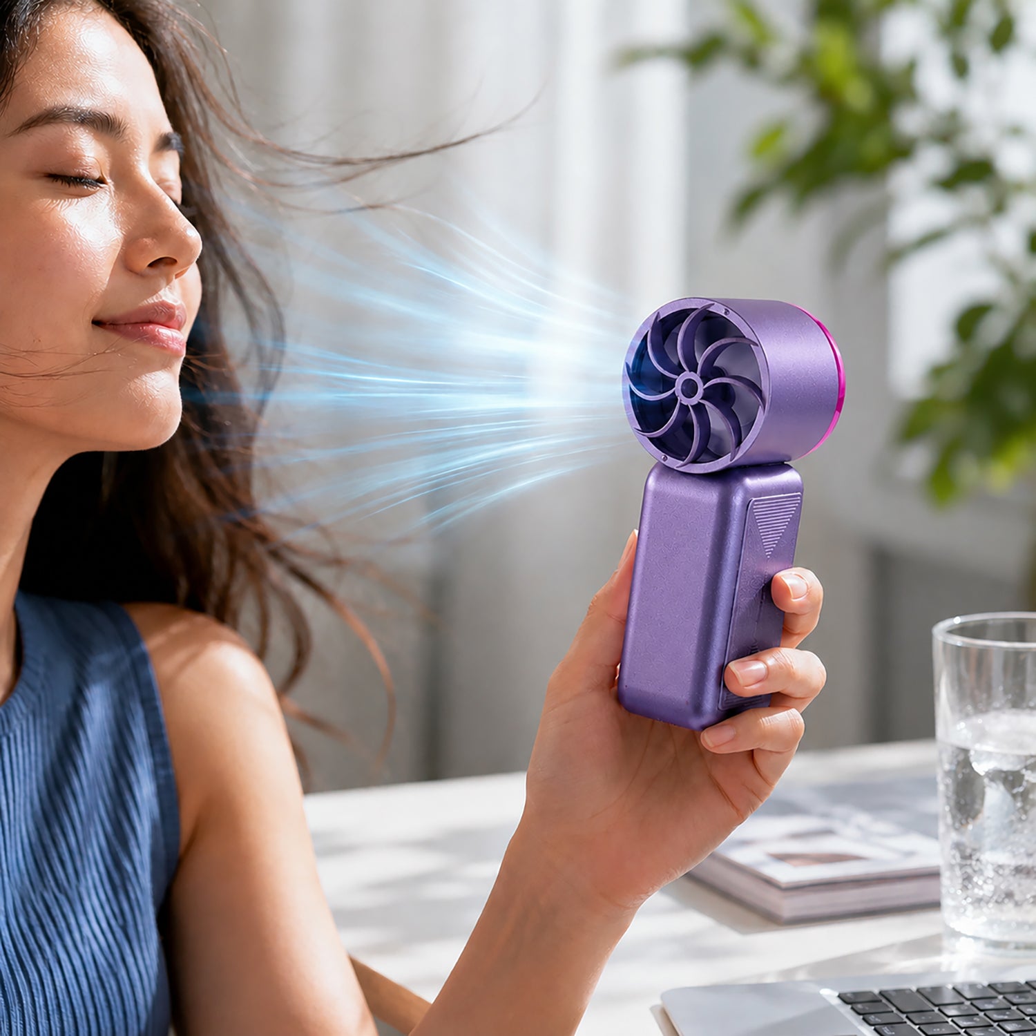 LIVMORE K688 High Speed Mini Turbo Fan - Premium 3000mAh Battery Operated Portable Handheld Fan with 6 Speed Control and Built-in Light - Grey_8493370_1