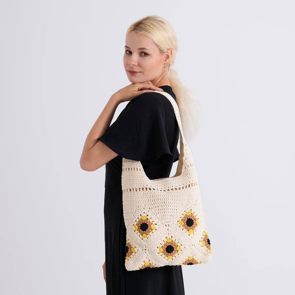 Floral Crochet Slouchy Tote Bag - Cream_8501468_2