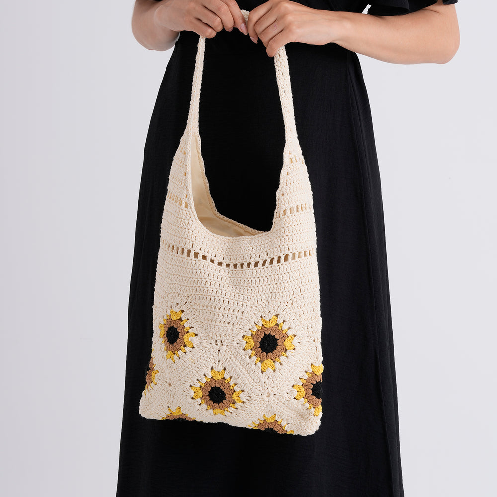 Floral Crochet Slouchy Tote Bag - Cream_8501468_3