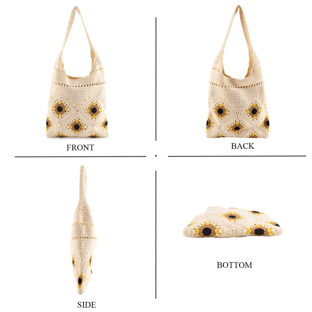 Floral Crochet Slouchy Tote Bag - Cream_8501468_4