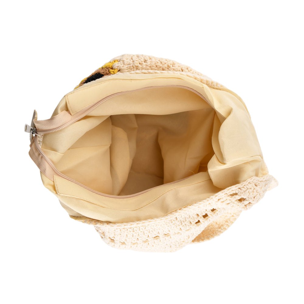 Floral Crochet Slouchy Tote Bag - Cream_8501468_5