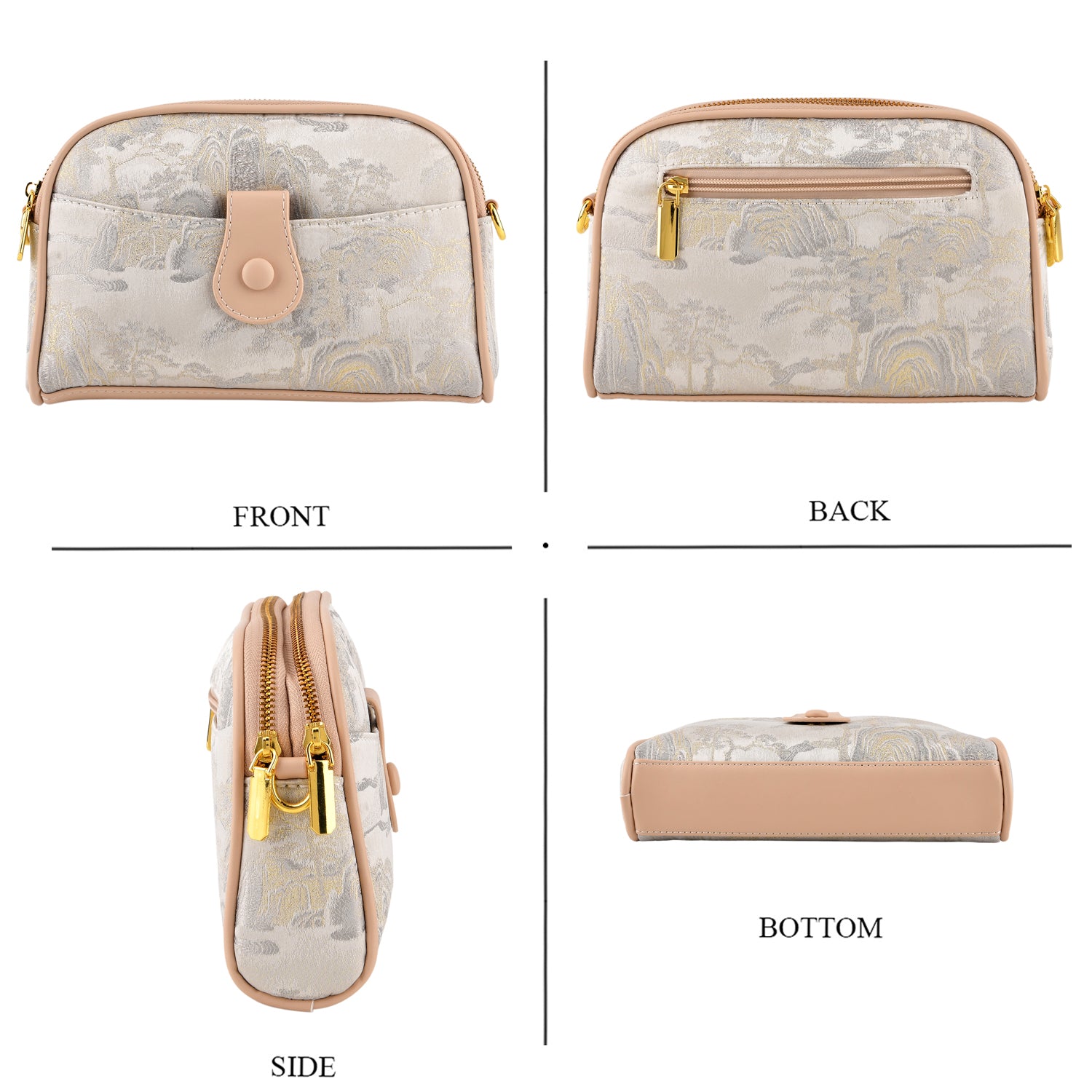 Designer Inspired Embroidered Crossbody Sling Bag with Chain Strap - Silver_8501929_4