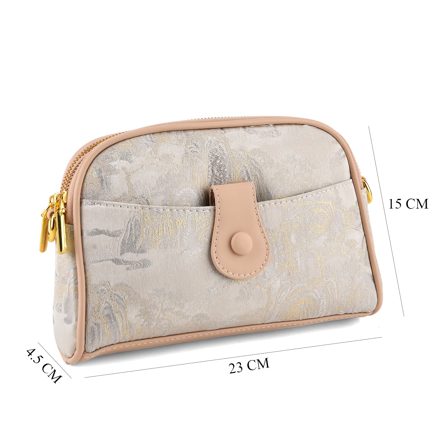 Designer Inspired Embroidered Crossbody Sling Bag with Chain Strap - Silver_8501929_7