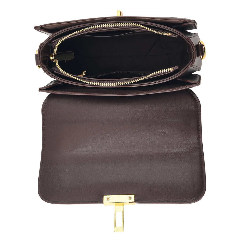 Designer Inspired Embroidered Top-Handle Satchel with Adjustable Crossbody Strap - Black & Brown_8502051_5