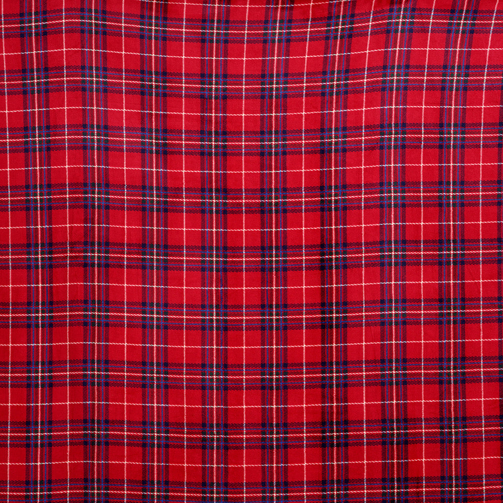 Bliss & Beyond Check Print Flannel & Sherpa Double Layer Heavyweight Blanket (150 x 200cm) - Burgundy Red & White_8502501_1