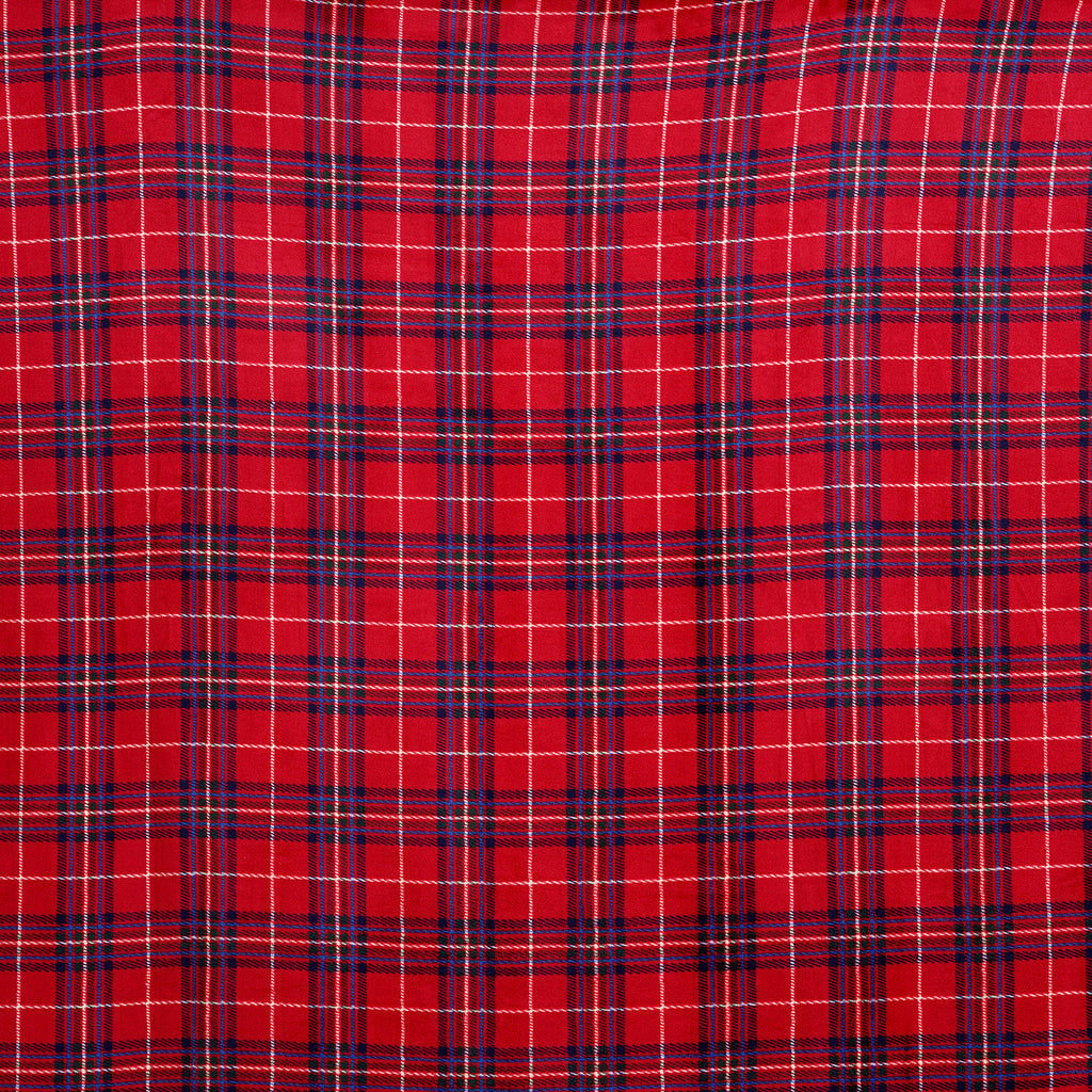 Bliss & Beyond Check Print Flannel & Sherpa Double Layer Heavyweight Blanket (150 x 200cm) - Burgundy Red & White_8502501_1