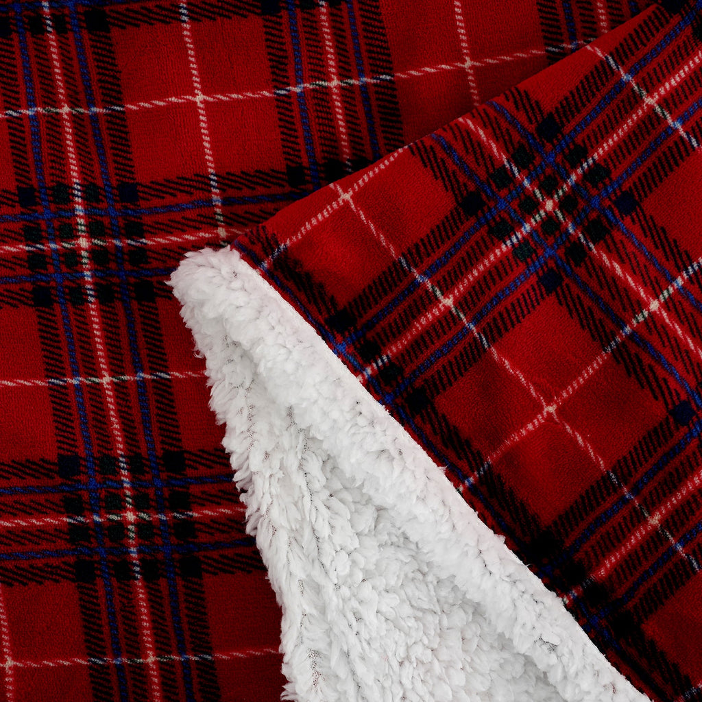 Bliss & Beyond Check Print Flannel & Sherpa Double Layer Heavyweight Blanket