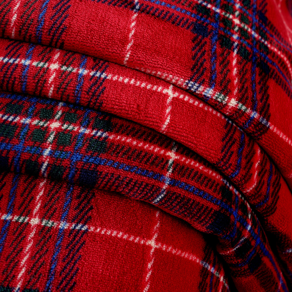 Bliss & Beyond Check Print Flannel & Sherpa Double Layer Heavyweight Blanket (150 x 200cm) - Burgundy Red & White_8502501_5