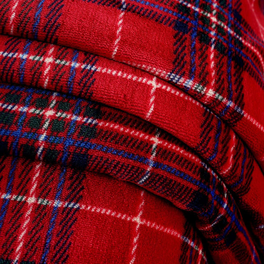 Bliss & Beyond Check Print Flannel & Sherpa Double Layer Heavyweight Blanket (150 x 200cm) - Burgundy Red & White_8502501_5
