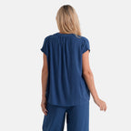 & Maisi Cotton Solid Top (Size - Small) - Navy Blue & Blue_8502604_2