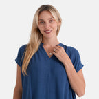 & Maisi Cotton Solid Top (Size - XL) - Navy Blue & Blue_8502607_4
