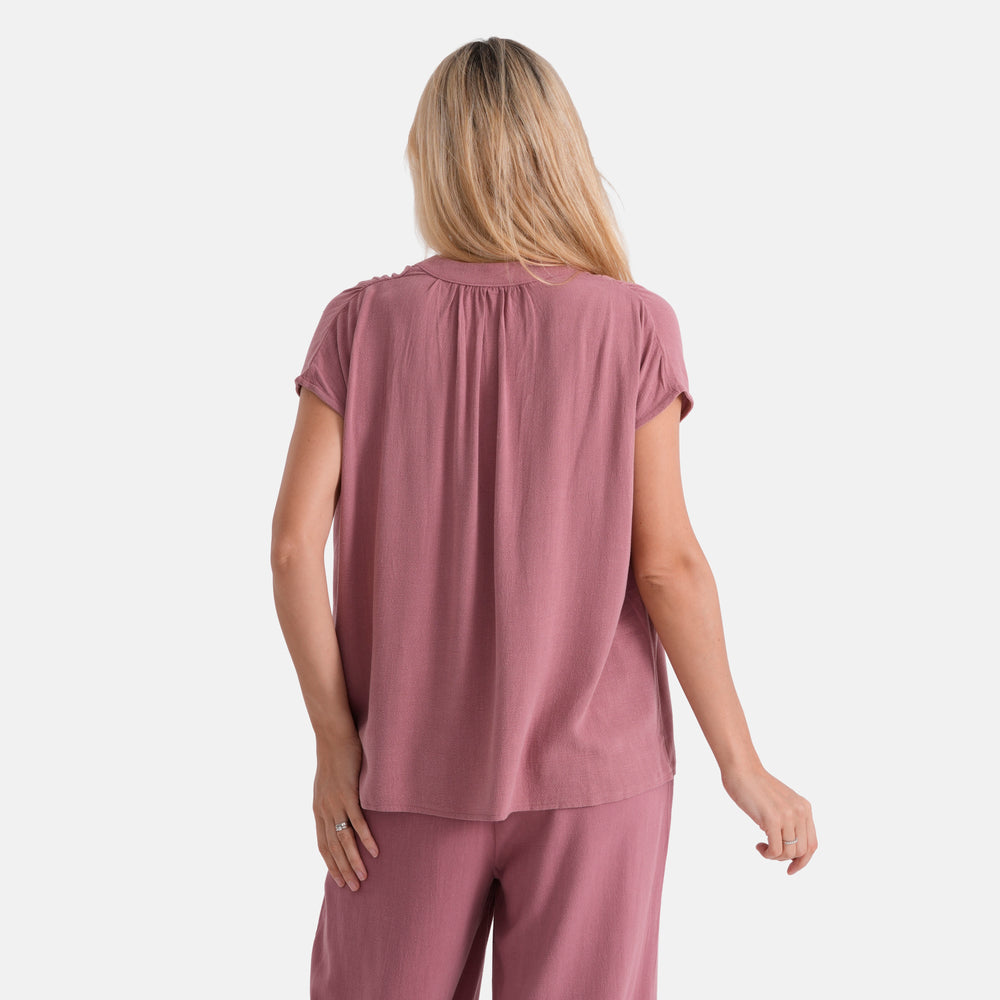 & Maisi Cotton Solid Top (Size - Small) - Pink & Blue_8502612_2