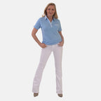 Beaumonde Ladies Short Sleeve Polo With Woven Floral Print Collar (Size XXL, 24 to 26) - Sky Blue_8502680