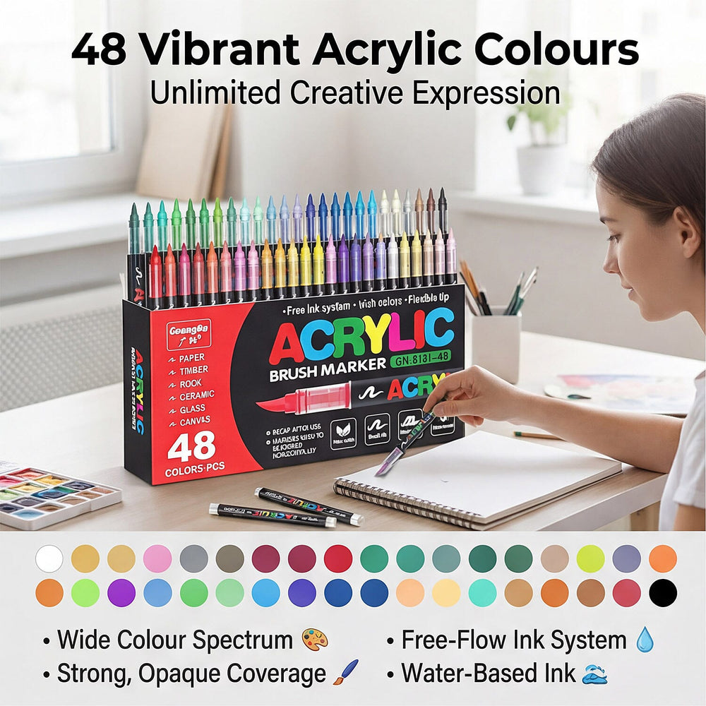 Pack of 48 Acrylic Colour Set