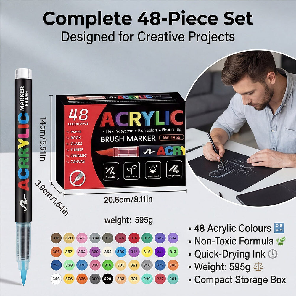 Pack of 48 Acrylic Colour Set