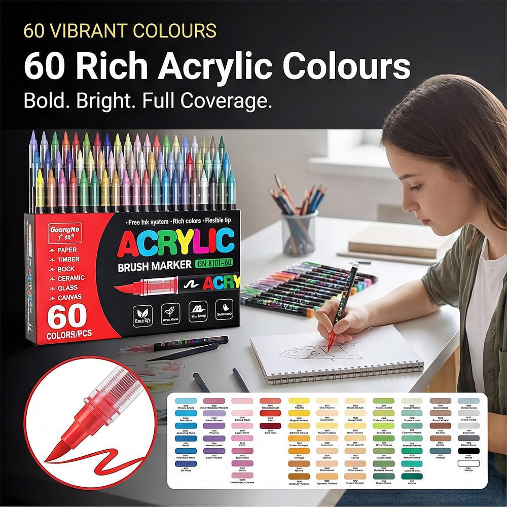 Pack of 60 Acrylic Colour Set