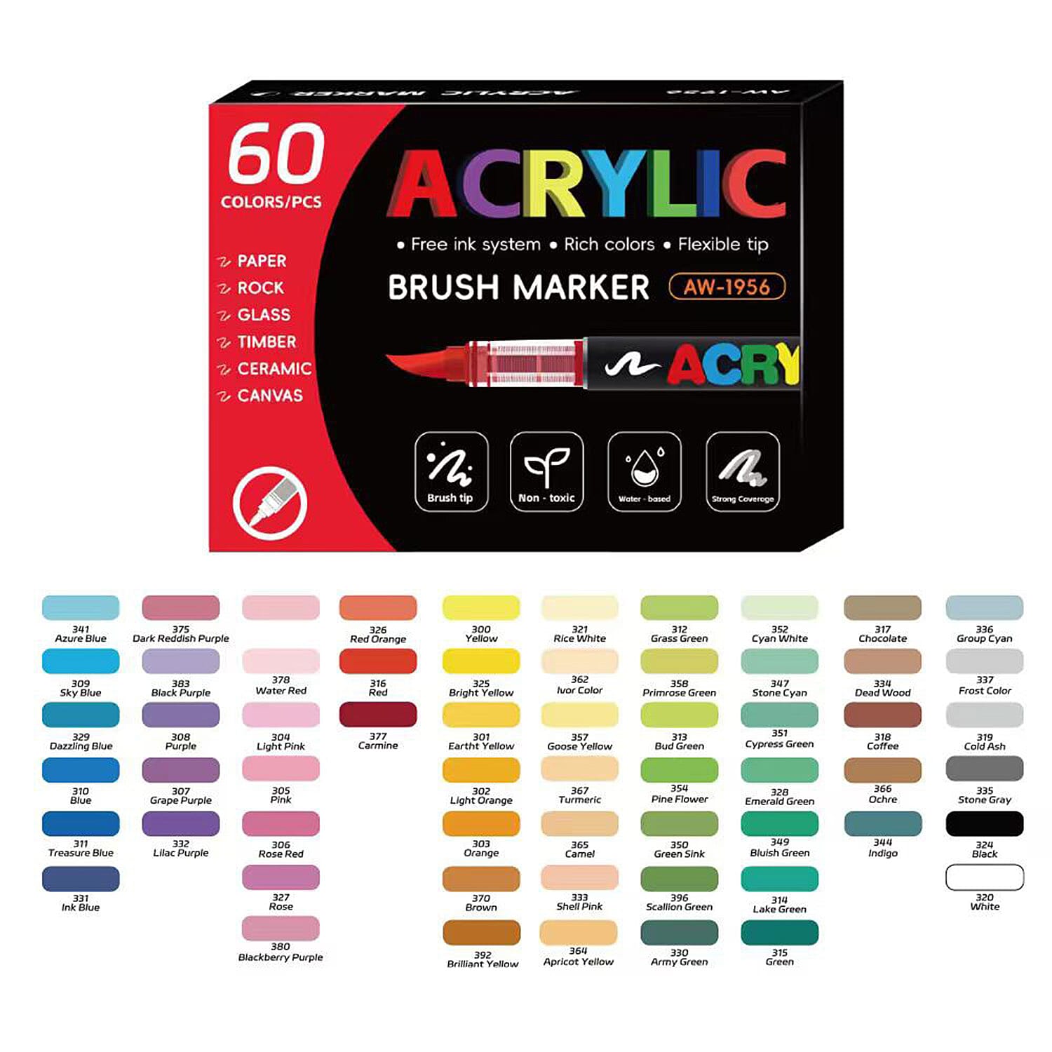 Pack of 60 Acrylic Colour Set