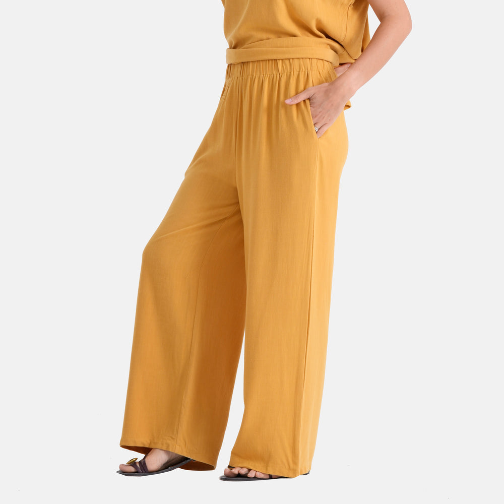 & Maisi Solid Jean and Pant/Trouser (Size - Small) - Yellow & Navy Blue_8503136_2