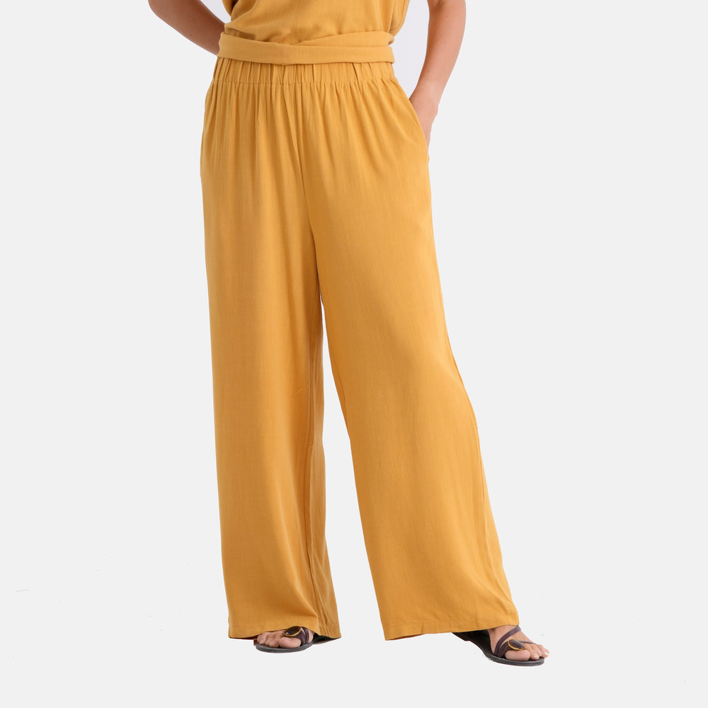 & Maisi Solid Jean and Pant/Trouser (Size - Medium) - Yellow & Navy Blue_8503137