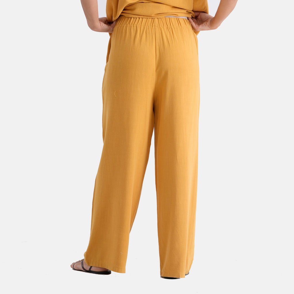 & Maisi Solid Jean and Pant/Trouser (Size - XL) - Yellow & Navy Blue_8503154_1