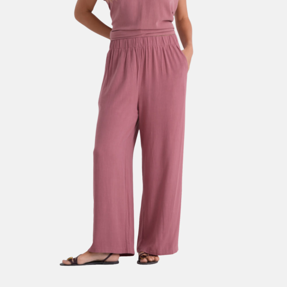 & Maisi Solid Jean and Pant/Trouser (Size - Large) - Pink & Navy Blue_8503157
