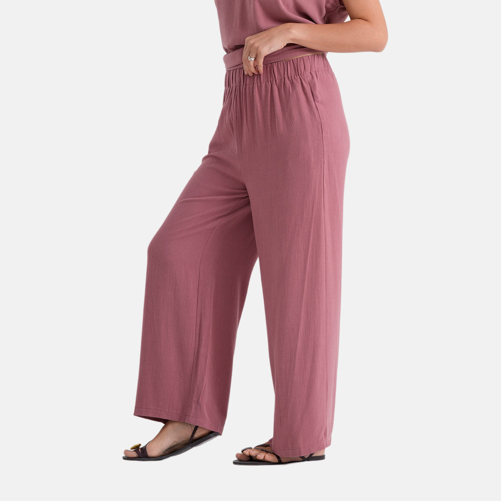 & Maisi Solid Jean and Pant/Trouser (Size - Large) - Pink & Navy Blue_8503157_2