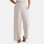 & Maisi Viscose Wide-Leg Trousers (Size L, 16-18) - Butter Cream_8503295