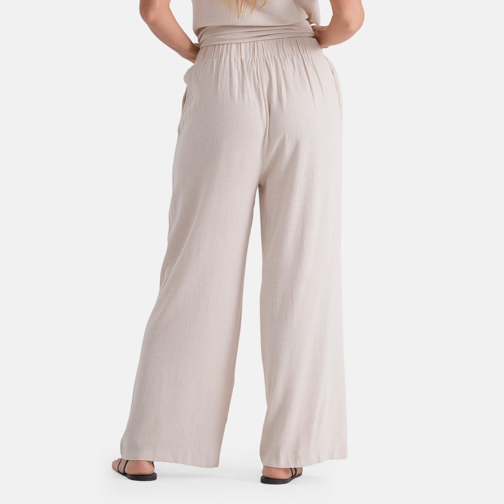 & Maisi Viscose Wide-Leg Trousers (Size L, 16-18) - Butter Cream_8503295_2