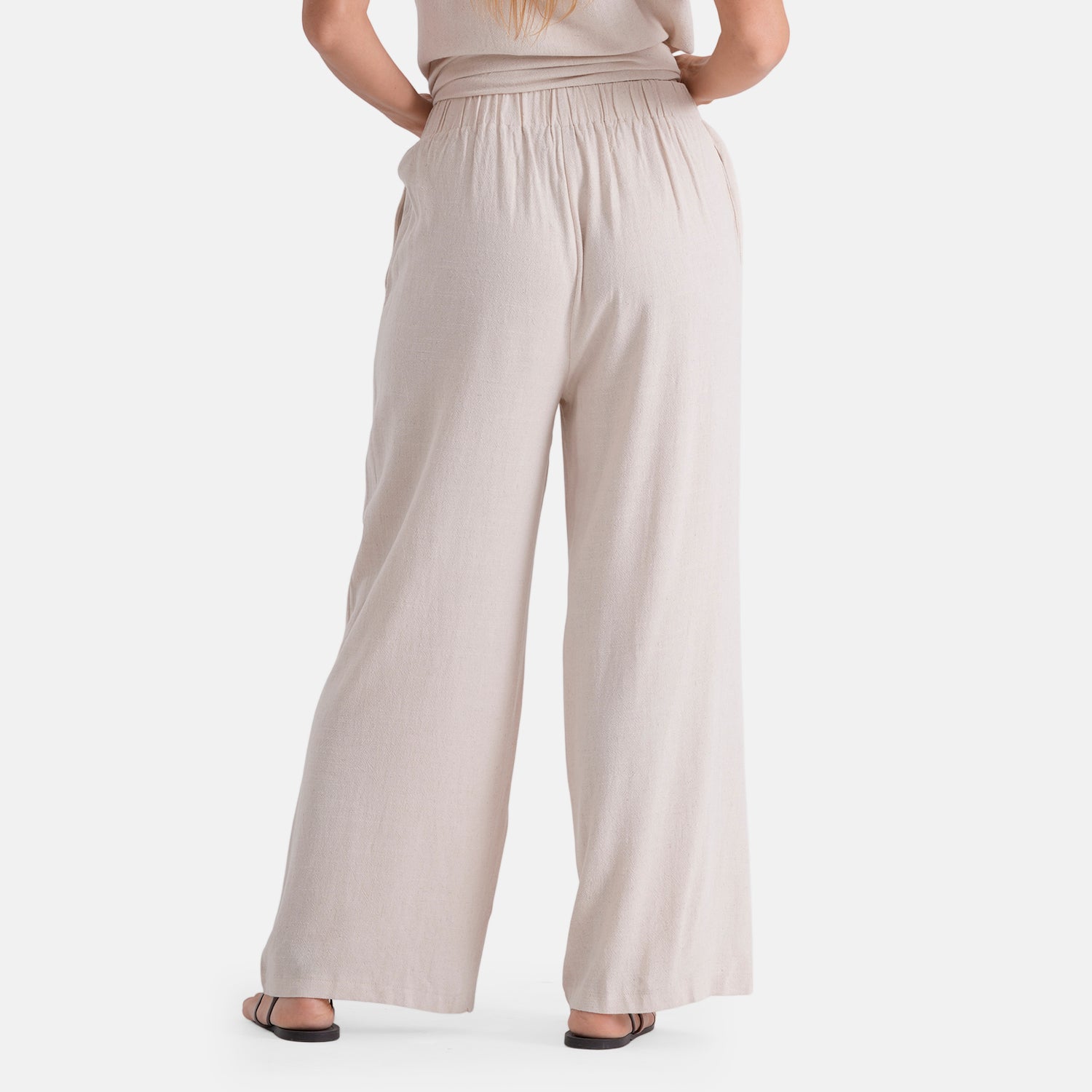 & Maisi Viscose Wide-Leg Trousers (Size L, 16-18) - Butter Cream_8503295_2