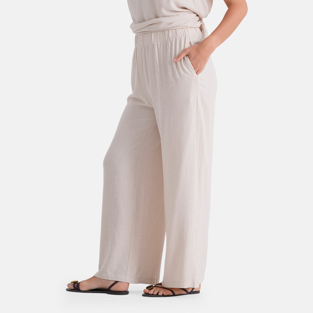 & Maisi Viscose Wide-Leg Trousers (Size L, 16-18) - Butter Cream_8503295_3
