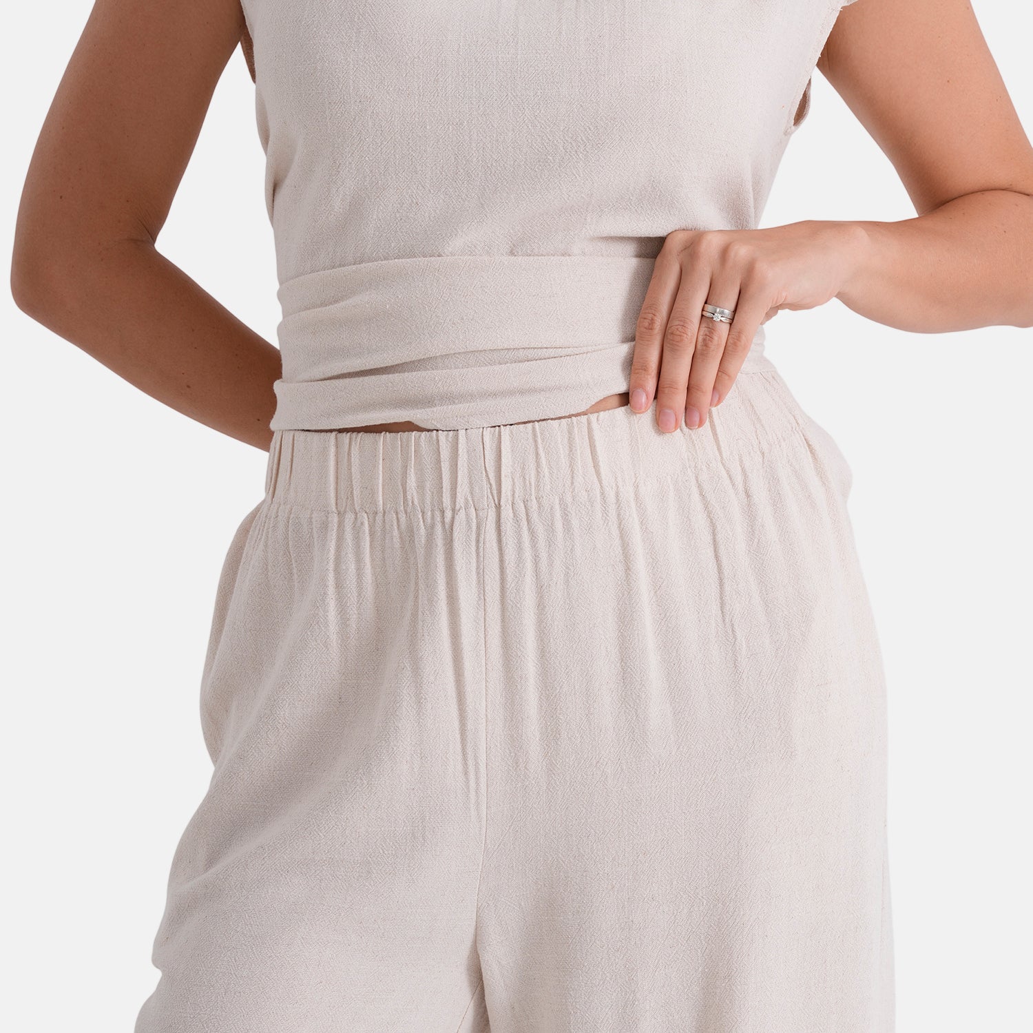 & Maisi Viscose Wide-Leg Trousers (Size L, 16-18) - Butter Cream_8503295_4