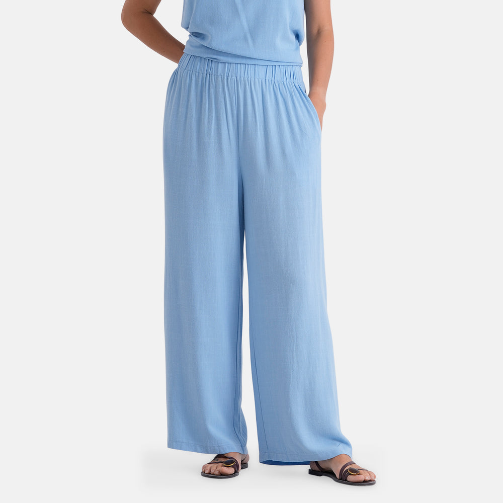 & Maisi Viscose Wide-Leg Trousers (Size L, 16-18) - Light Blue_8503299