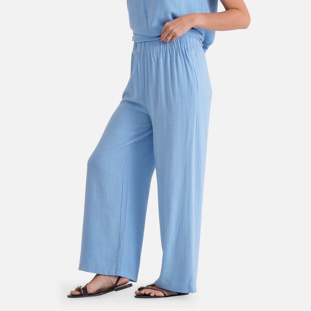 & Maisi Viscose Wide-Leg Trousers (Size L, 16-18) - Light Blue_8503299_3