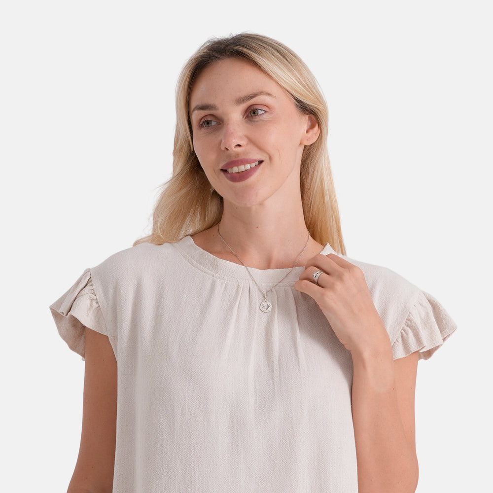 & Maisi Round-Neck Stringy Selvedge Sleeve Top (Size L, 16-18) - Butter Cream_8503307_4